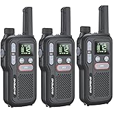 BAOFENG GT-18 Walkie Talkies for Kids Adult, License Free Long Range Rechargeable FRS Two Way Radio,1500mAh Battery, 22 Channels with NOAA, Scan for Camping Hiking Family, 3 Pack (Dark Black)