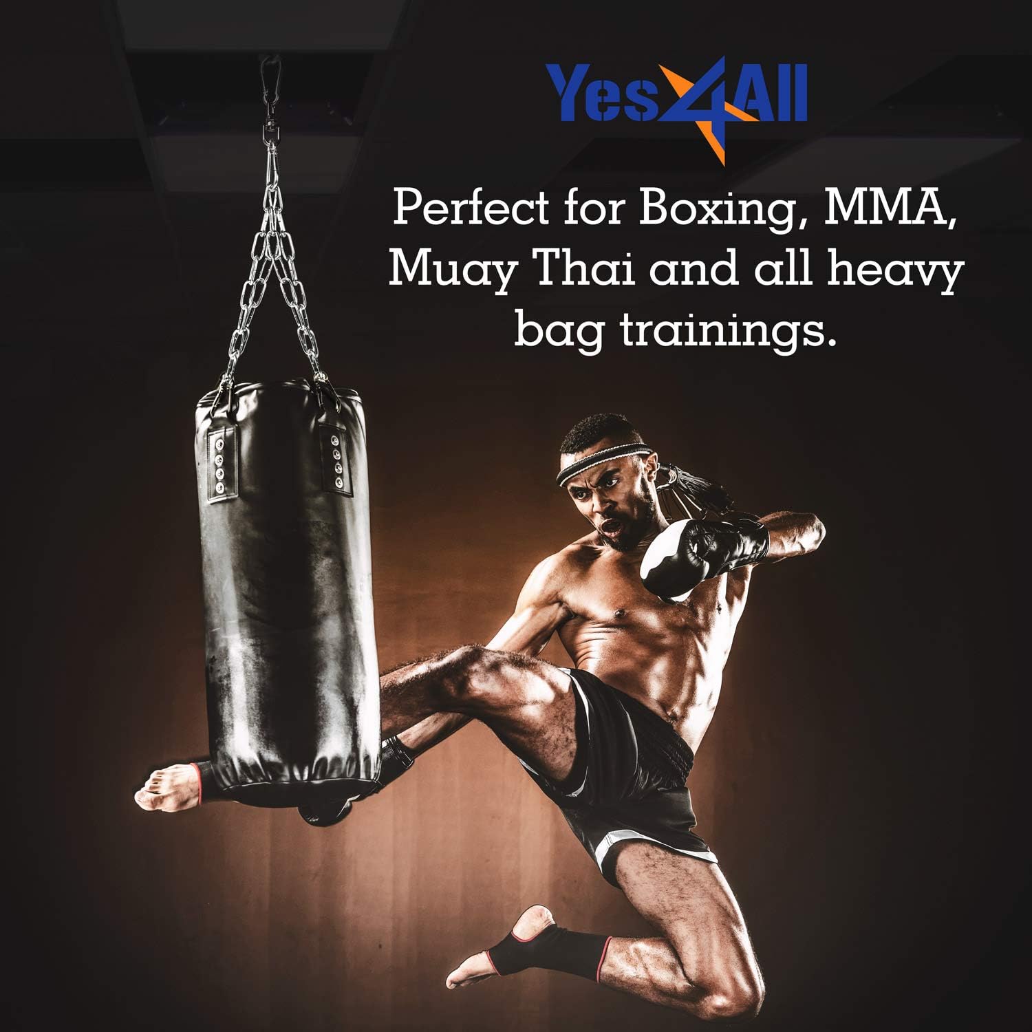 Yes4All Heavy Bag Swivel Chain with 4 Snap Hooks - Boxing Swivel Chain - Support up to 150 lbs : Punching Bag Hangers : Sports & Outdoors