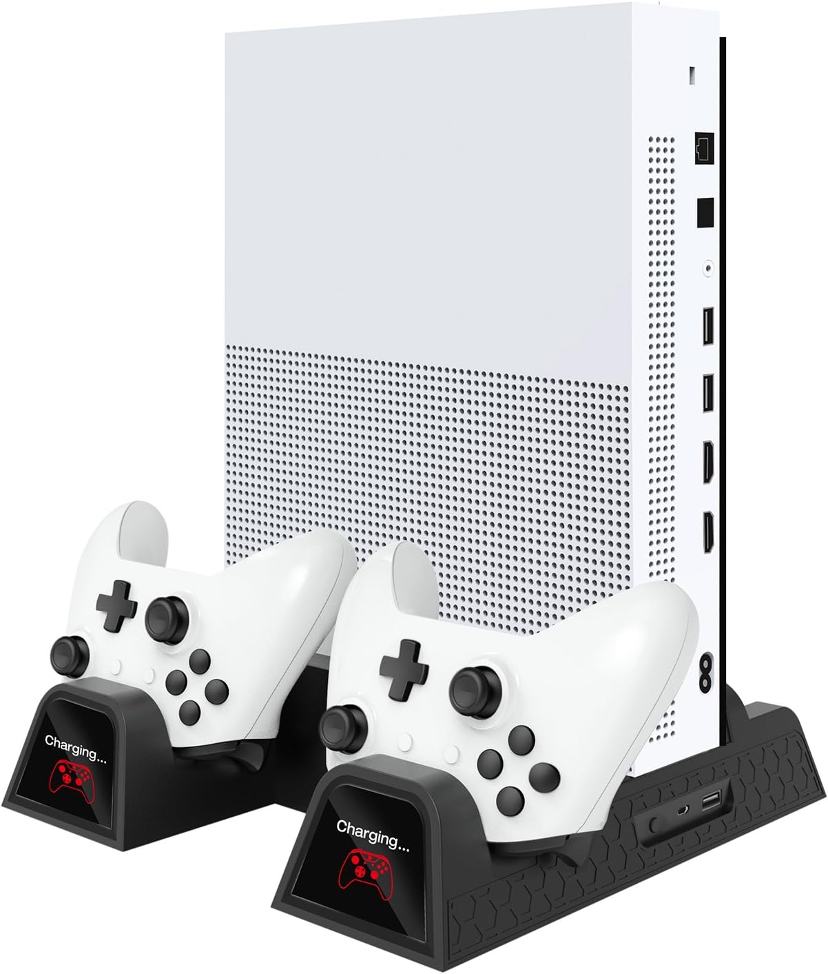Charging Stand for Xbox One/Xbox One S/Xbox One X Console and Controllers, Vertical Cooling Stand Accessories with 2 Cooling Fans,600 mAh Batteries 2 Pack,LED Indicators and Games Storage: Electronics