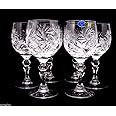 Russian Cut Crystal Red White Wine Glasses Goblets, Stemmed Vintage Design Glassware, 8.5 Oz. Hand Made