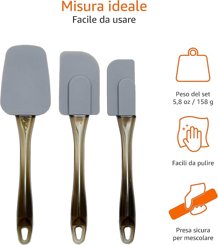 Rettangolare Spatole in silicone, set da 3 pezzi, Grigio — foto 4 di 8