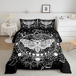 Gothic Decor Comforter Set Twin Size Boys Boho Moth