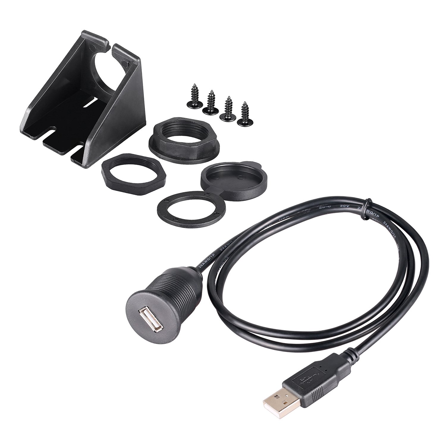 baolongking USB Panel Flush Mount Cable - USB 2.0 Extension Dash Flush Mount Cable, Panel Mount Cable, For Car, Boat, Motorcycle-2m