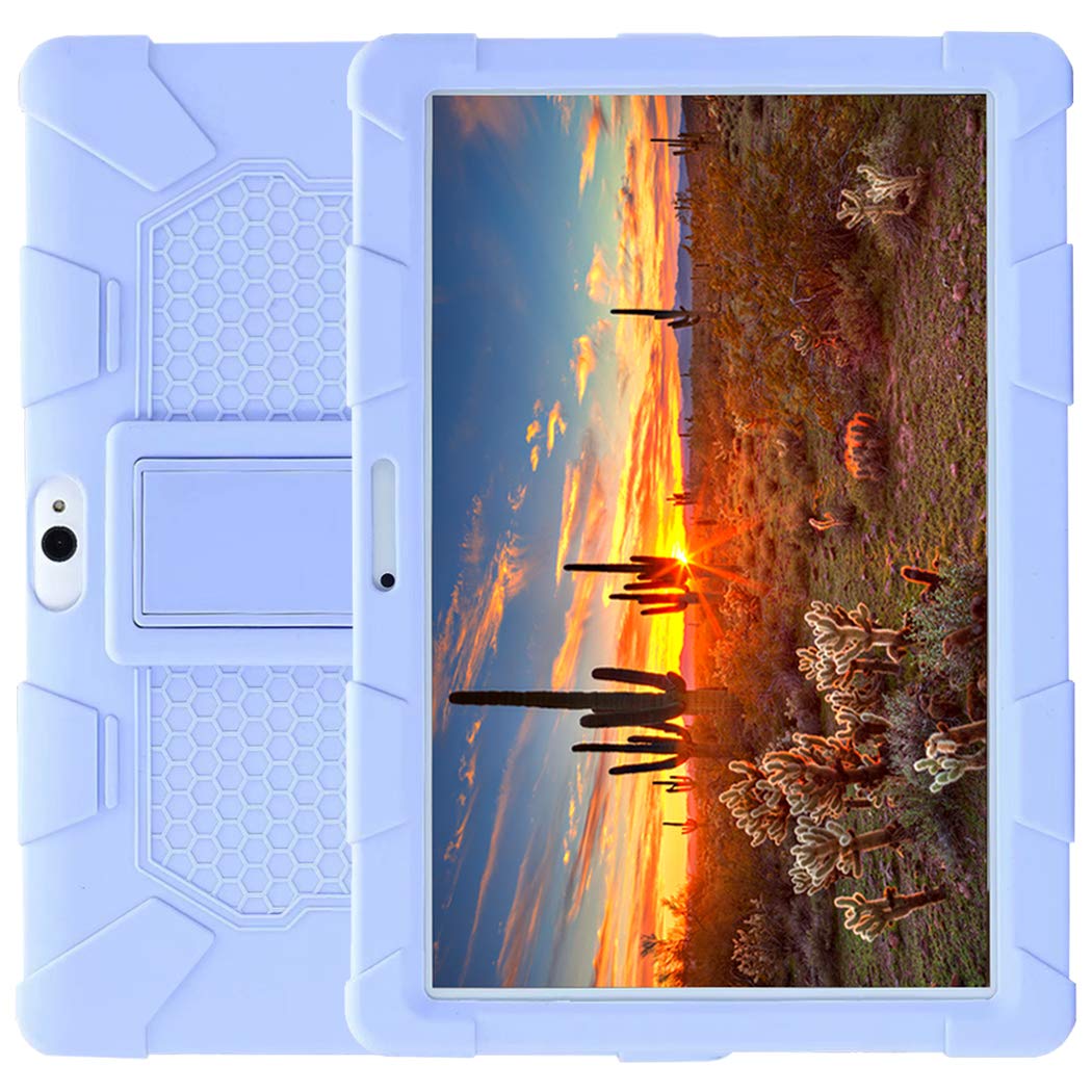 AKNICI 10.1 Inch Stand Silicone Case for Tablet Dragon Touch K10/M8 M10 Q10 Q10+ K5 K6 S10/MAIJEEP/Qimaoo K4 K6 Q10/TYD-107/TYD-108/HANWEIER/TAOERA/Huashetrade/SZWEIL/K107, Light Purple