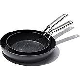 OXO Professional 8" and 10" Frying Pan Skillet Set, Hard Anodized Ceramic Nonstick Cookware PFAS-Free, Stainless Steel, Induc