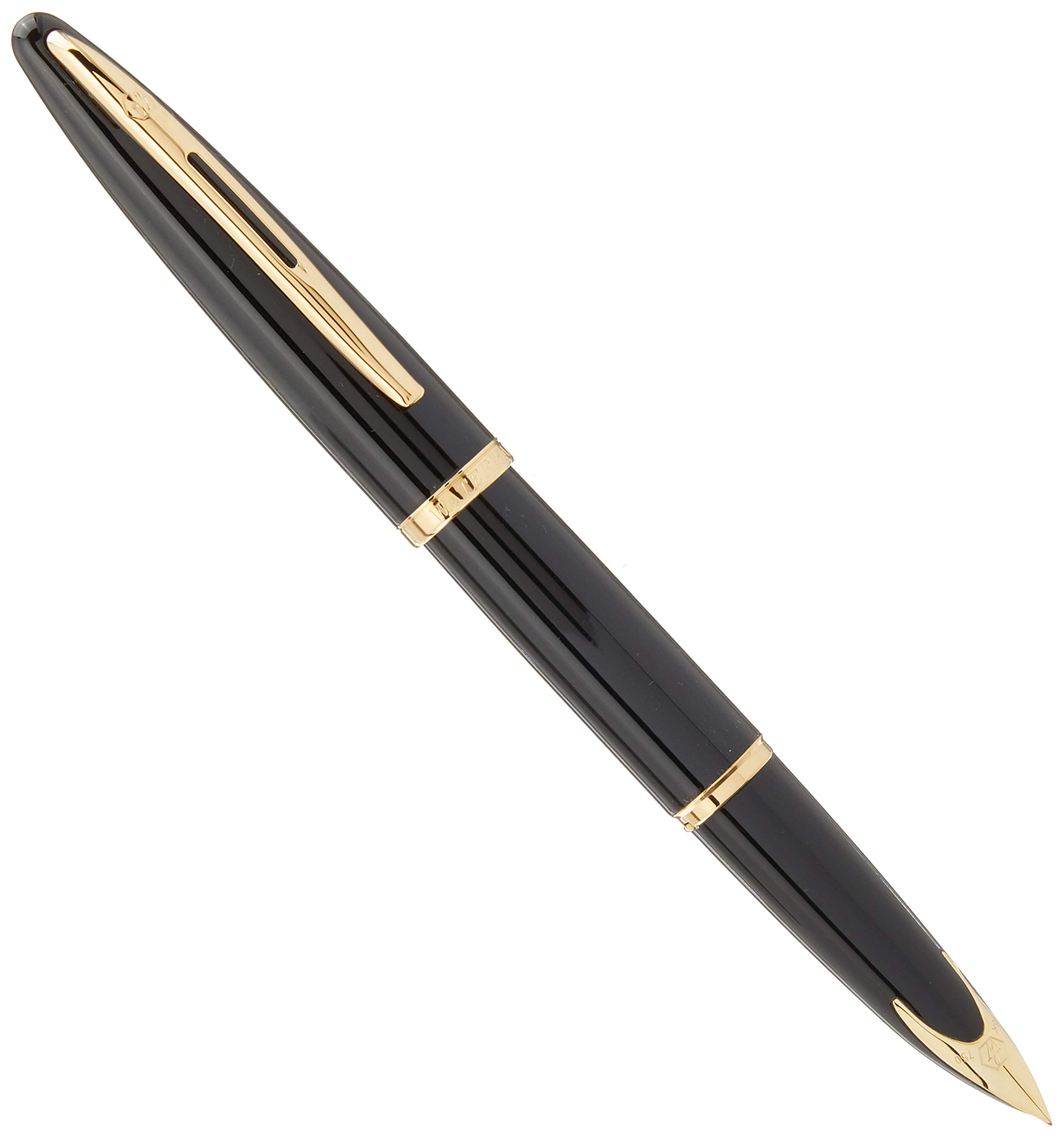 Waterman Carène Black Sea Fountain Pen | High-Gloss Black & 23k Gold Clip | Fine Nib with Blue Ink Cartridge | Gift Box