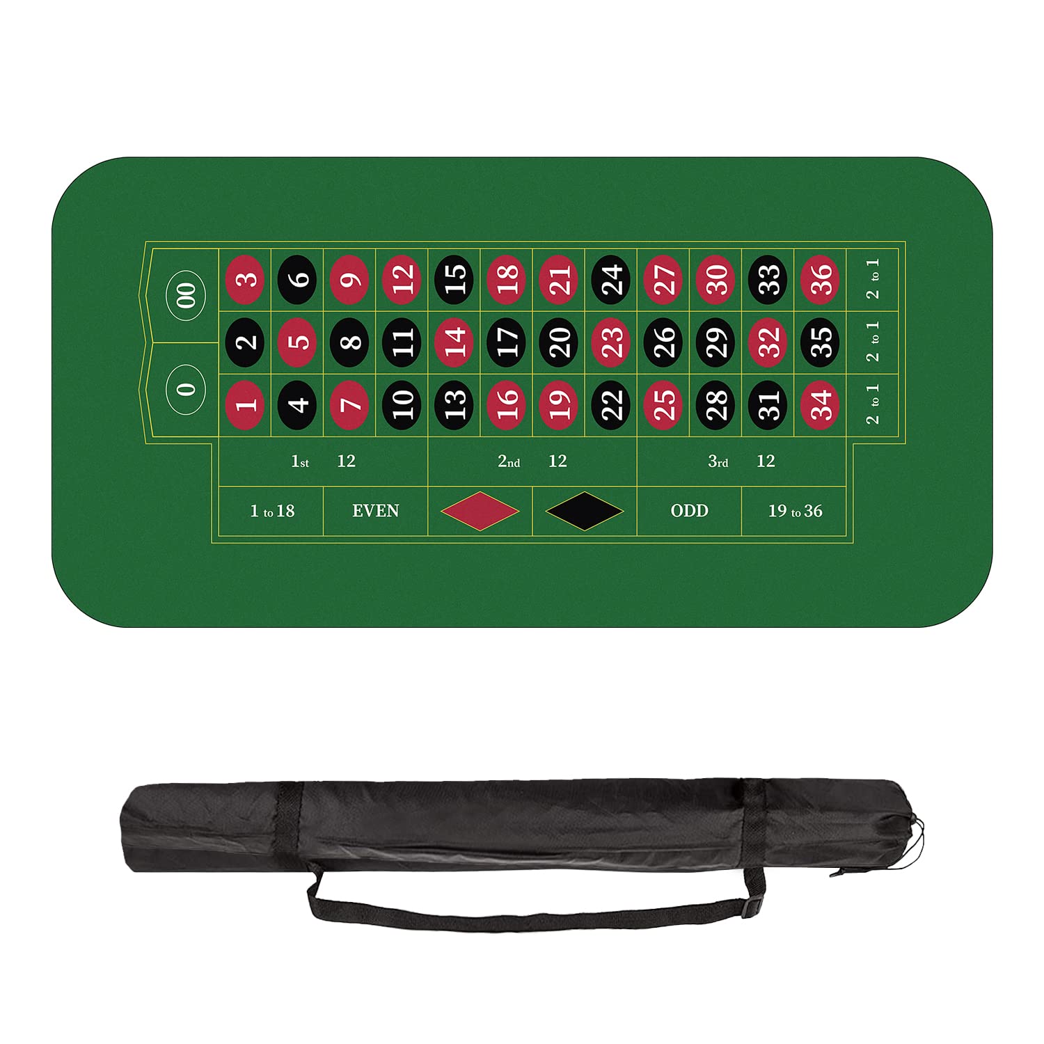 YUZPKRSI Roulette Casino Mat 180×90cm, Roll-up Poker Mat for Table with Carrying Bag, Professional Poker Table Mat Layout, Non-Slip Rubber Poker Table Top Cover for Parties, Poker Game Night