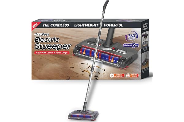 WarmWink Swivel Cordless Sweeper,Floor Cordless Sweeper, Cordless Electric Sweeper Rechargeable Cordless Sweeper, 360 Directi