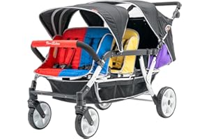 Familidoo H6E 6 seat Baby Stroller- Double Canopy - Daycare Strollers with 5 Point Safety Harness - Backseat footrest Extension for 0 to 36 Months