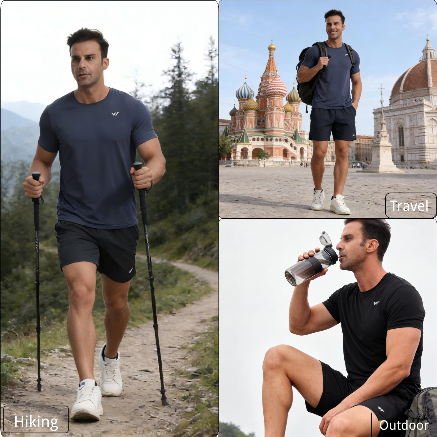 3 or 5er Pack Sport Tshirts Herren Kurzarm,Funktionsshirt Atmungsaktiv & Schnelltrocknend,Fitness Shirt für Training,Laufen,Wandern,Gym,Outdoor-Sport Schwarz-Weiß-Grau Blau M 8