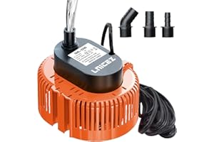 Lnicez 16.5ft Power Cable 850GPH Submersible Pump 75W Ultra Quiet Fountain Water Pump, 3 Nozzles for Fish Tank, Pond, Aquarium, Statuary, Hydroponics Orange