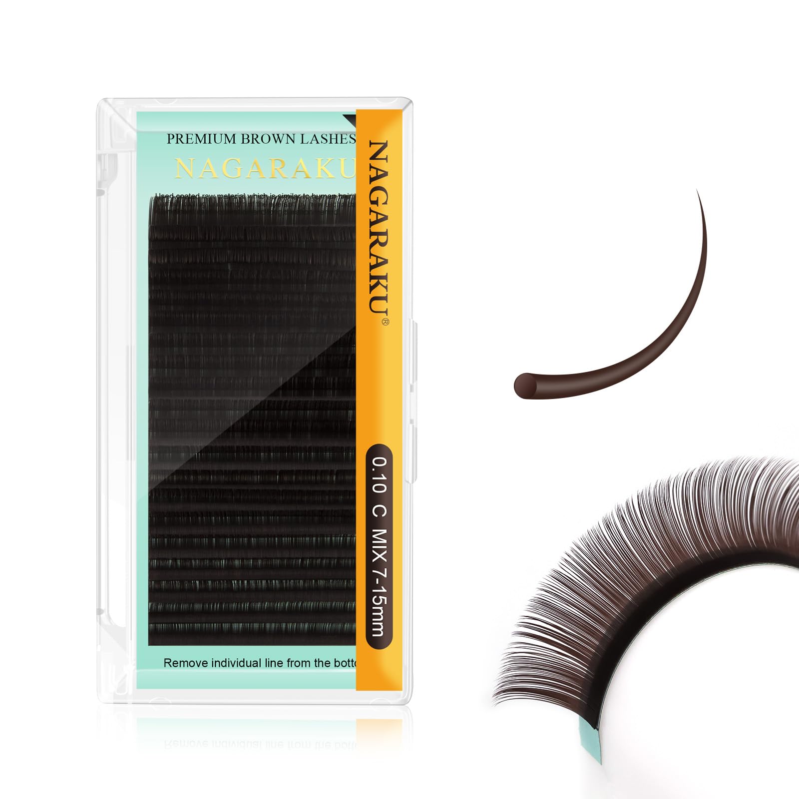 NAGARAKU Dark Brown Classic Lash 0.10mm C Curl 7-15mm Mix Tray Eyelash Extensions Soft Individual Lashes Supplies Volume False Eyelashes 20 Rows — image 1