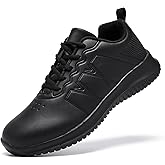 ENLEN&BENNA Non Slip Shoes for Women Food Service, Kitchen Chef Oil-Proof Slip Resistant Work Shoes Waterproof Comfort Lightweight Sneakers with Lace Up Black
