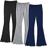 ZukoCert 3 Pack Girls Flare Leggings, Mid Waist Bell Bottom Pants for Kids, Kids Flare Pants Size 4-13Y