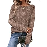 Womens Tops Sweaters Ladies Tunics Casual Long Sleeve Shirts Blouses Tees Dressy Casual Clothing Boat Neck Fashion 2025