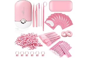 Eyelash Extension Supplies Lash Extension Kit USB Air Conditioning Blower,Silicone Pad,Under Eye Gel Pads,Mini Makeup Mirror,