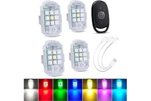 LECART Wireless Led Motorcycle Strobe Lights with Remote Battery Powered Led Anti-Collision Lights for Night Flying Riding High Brightness Drone Strobe Light 4 Pcs
