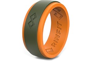 Rinfit Silicone Rings for Men 9mm Wide, 2mm Thick - Mens Rubber Wedding Bands - Infinity Ring with 2 Layers - Patented Design