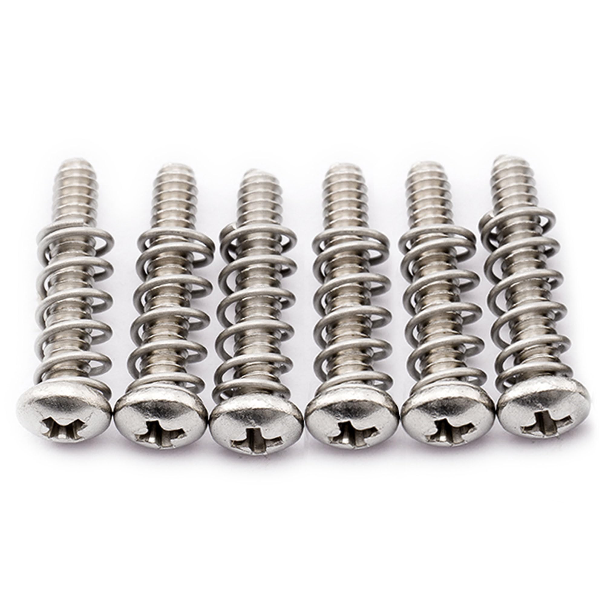 Musiclily Pro #4-40X5/8" Stainless Steel Saddle Intonation Screws and Springs Set for Fender Strat Style Electric Guitar Tremolo Bridge (Set of 6)