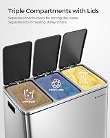 SONGMICS 3 x 18 L Kitchen Bin Recycling System with Soft-Close Lids view 3