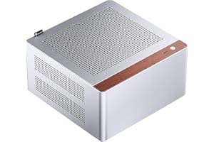 JONSBO NV10 Silver MINI ITX PC Case, Aluminum Alloy with Walnut Trim Desktop Case, Compatible with 1U Flex PSU, Low-Profile G