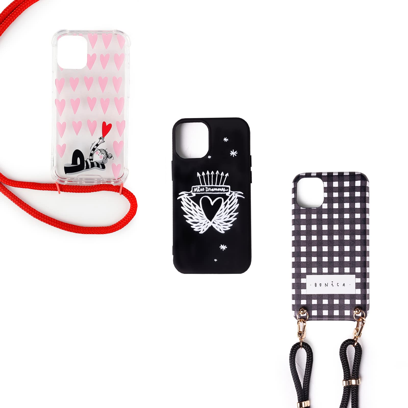 WONDEE Pack Cases La Volatil and Lucia Be for iPhone 12 Mini, Clear Shockproof Protective Case with Anti-Shock TPU Bumper