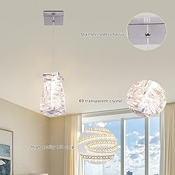 Cainjiazh Crystal Pendant Light Fixture Modern