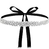 Tweruna Silver Rhinestone Wedding Dress Belt, Adjustable Rhinestone Belt for Formal Dress, Sparkly Waist Belts for Bridal Women Dresses Accessories