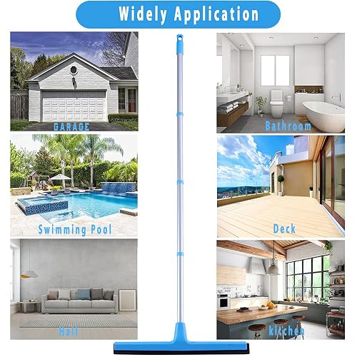 TidyTale 51" White Floor Squeegee With Silicone Blade - Long Handle Air Broom For Tile, Concrete, Garage, Pool (15.7" Head) - View #8