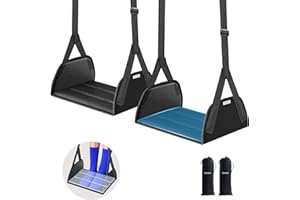 SARISUN 2-Pack Airplane Foot Hammock for Travel, No Collapse Plane Foot Hammock with Wide Hardboard Support, Portable Foot Sl