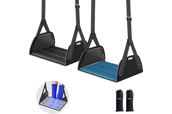 SARISUN 2-Pack Foot Hammock Airplane, No Collapse Foot Rest with Wide PE Board Support, Portable Plane Foot Hammock for Airpl
