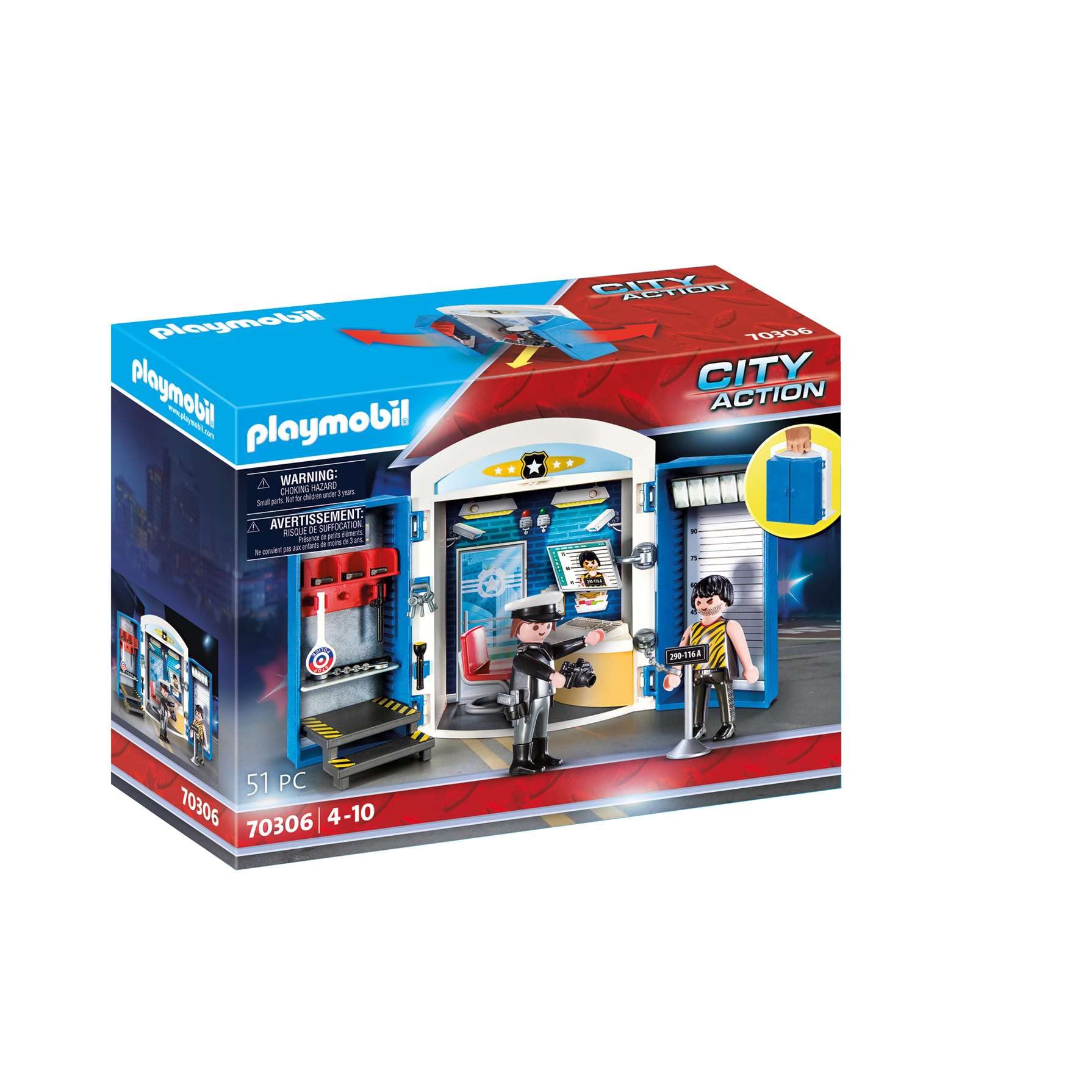 Playmobil 70306 City Action Police Station Play Box, for Children Ages 4+, Fun Imaginative Role-Play, PlaySets Suitable for Children Ages 4+