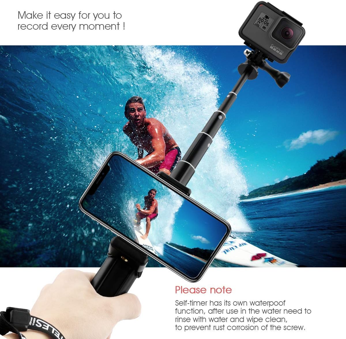 AFAITH Upgraded Pole for GoPro, Aluminum Alloy GoPro Selfie Stick with Stable Tripod Waterproof Handheld Monopod for GoPro Hero 8 Black/Hero 9 Black/7/6/5/4/ Osmo Action Camera/Xiao Yi Action Camera : Camera & Photo