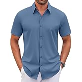 COOFANDY Men's Stretch Dress Shirts Short Sleeve Wrinkle Free Casual Button Down Shirts