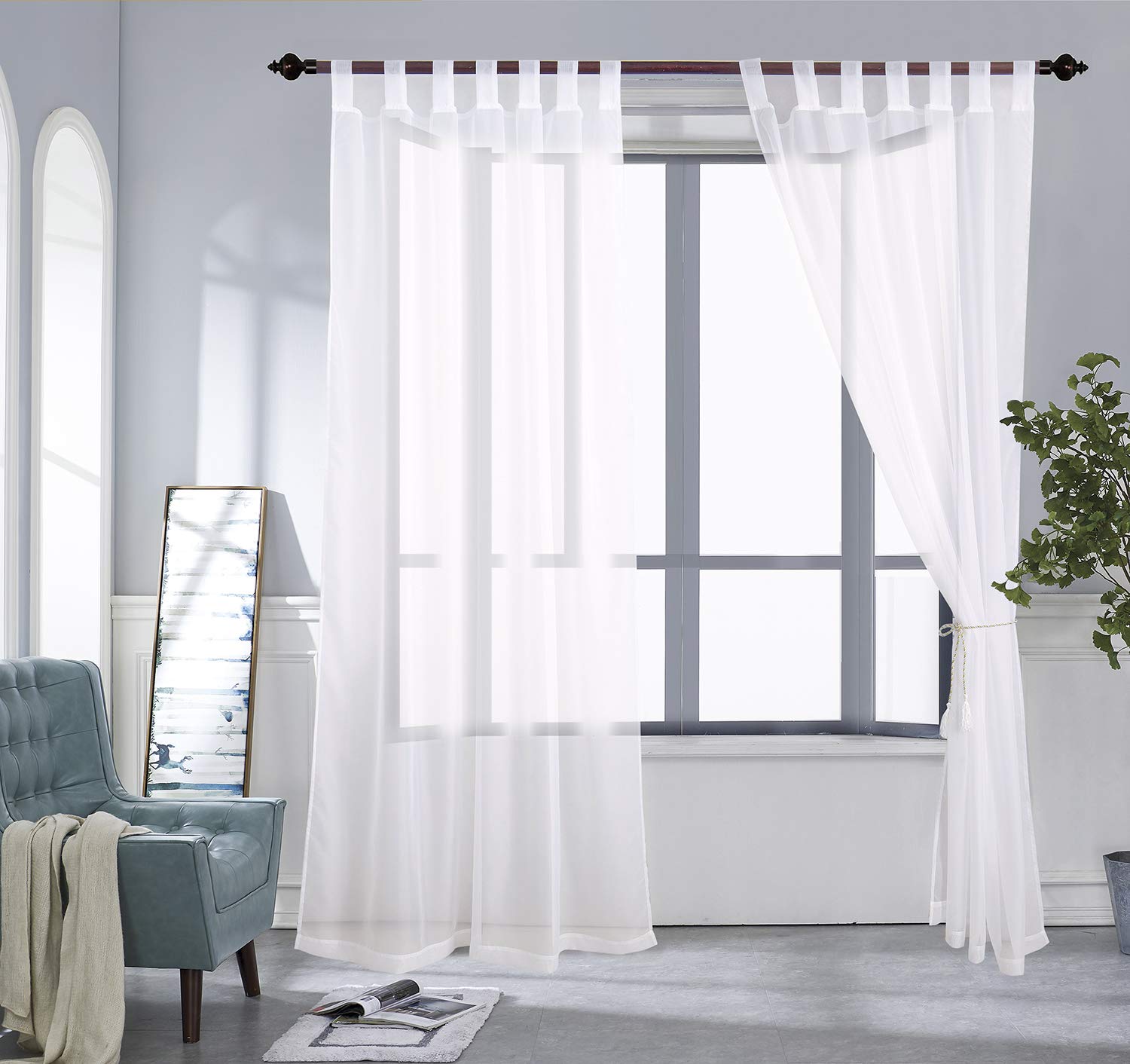 Curtain Panels PRAVIVE Outdoor Sheer Curtain Panels Off White Elegant