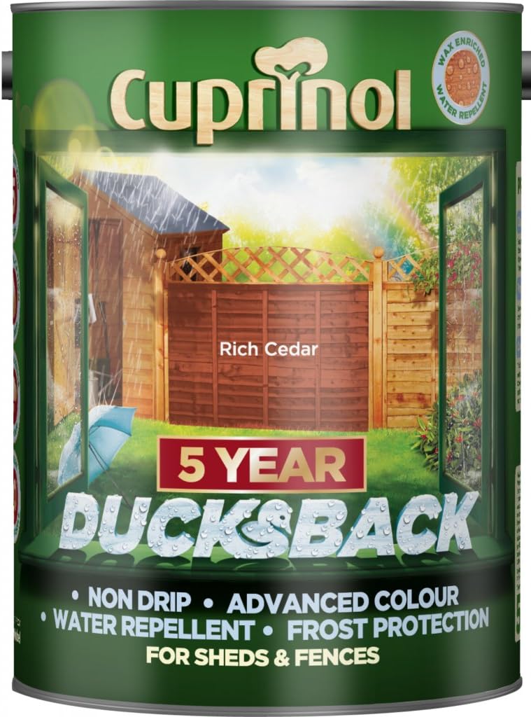 Cuprinol Ducksback 5L Rich Cedar Wax Shed & Fence Protection - 5 Year