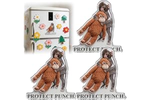 Protect Punch The Monkey Refrigerator Magnets-Punch Monkey Plush Refrigerator Magnets Cute Monkeys Holding Plush Toy Protect 