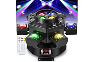 【2026 Upgrade】 Spolehli 150W RGBW Moving Head DJ Light, 6 Arms Beam & Bee-Eye LED Stage Light with Mixed Effects, Sound Activ