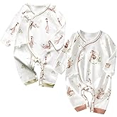 Cherie Kids 100% Organic Cotton Soft 0-6 Months 2-Piece Unisex Footless Newborn Baby Sleepers Pajamas Romper Boys Girls