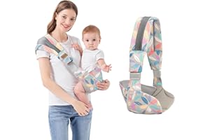 IULONEE Baby Sling Carrier, Child Compact Hipseat One-Shoulder Carrier Portable Lightweight Baby Carrier Sling Hip Newborn to Toddler for Infants Carrying up to 44 lbs All Seasons Strap (Leaves Blue)