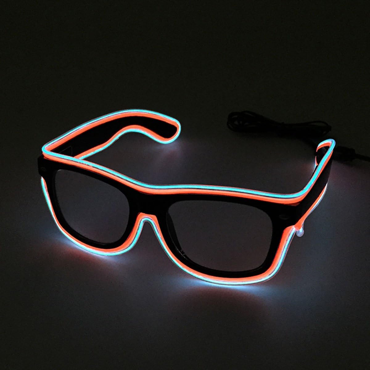 Two Colours EL Wire Glasses LED Rave Light Up Glasses Rave Glasses For Party Concert(Sky blue/Orange)