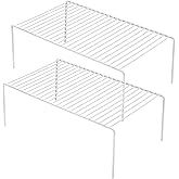 iPEGTOP Set of 2 Kitchen Cabinet Shelf Organizer, Medium (13 x 9.4 Inch) Bathroom Cabinet Organization Wire Shelf Rack, Rustproof Storage Space Saver Shelves for Countertops Pantries Utensils -White