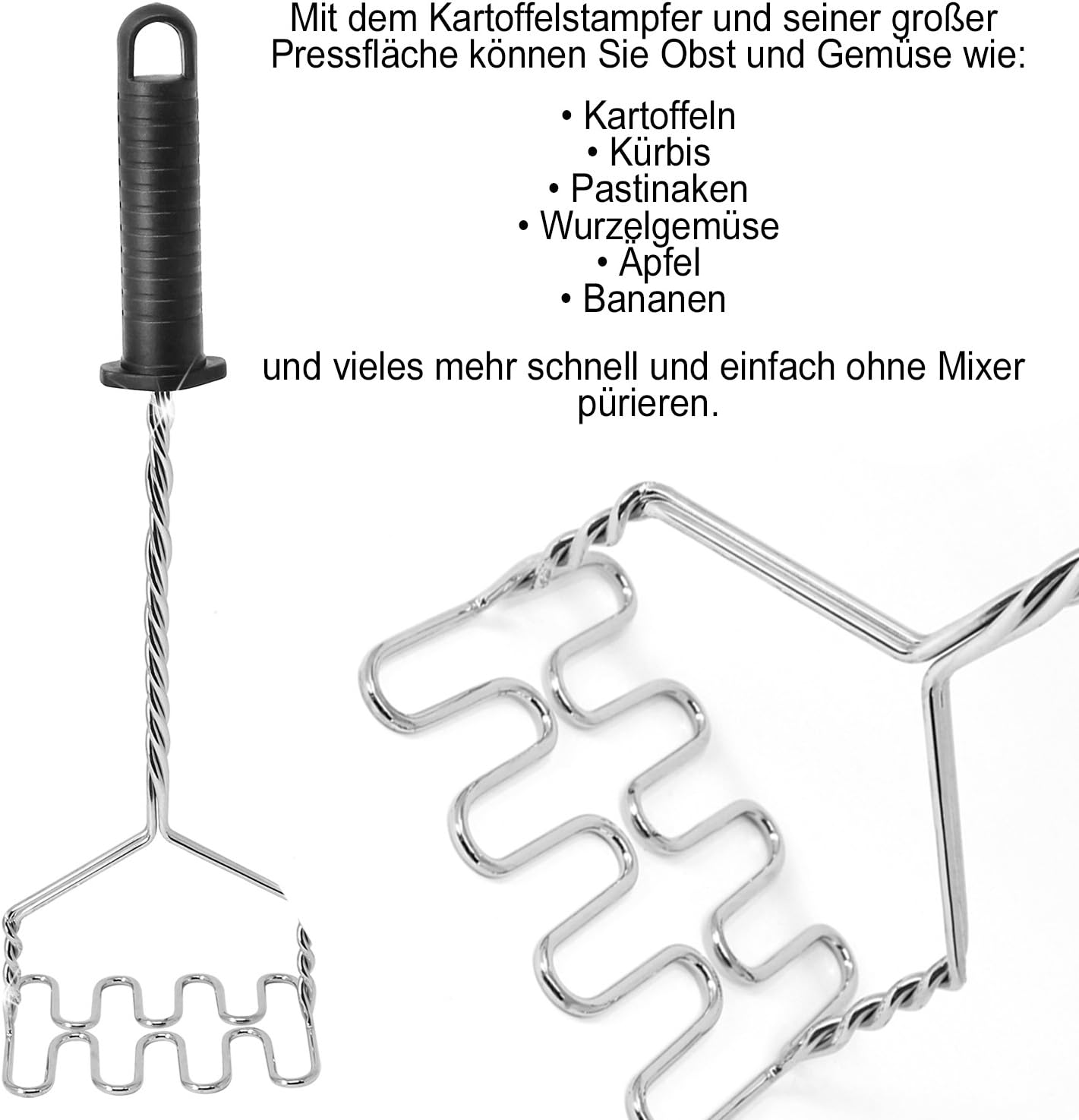 Kuche Kochen Backen Stampfer Lazar Com Pl Com Four Kartoffelstampfer Aus Verchromtem Metall 35 Cm Stampfer Fur Kartoffeln Potato Masher Puree Stampfer Fur Die Kuche 01 Stuck