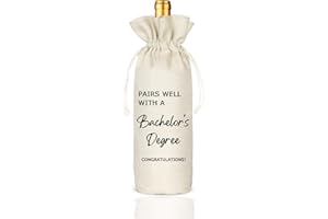 Socive Graduation Gift Wine Bag, Bachelor's Degree Graduation Wine Bag, Bachelor's Gift, Pairs Well With A Bachelor's Degree - Burlap Reusable Wine Bag