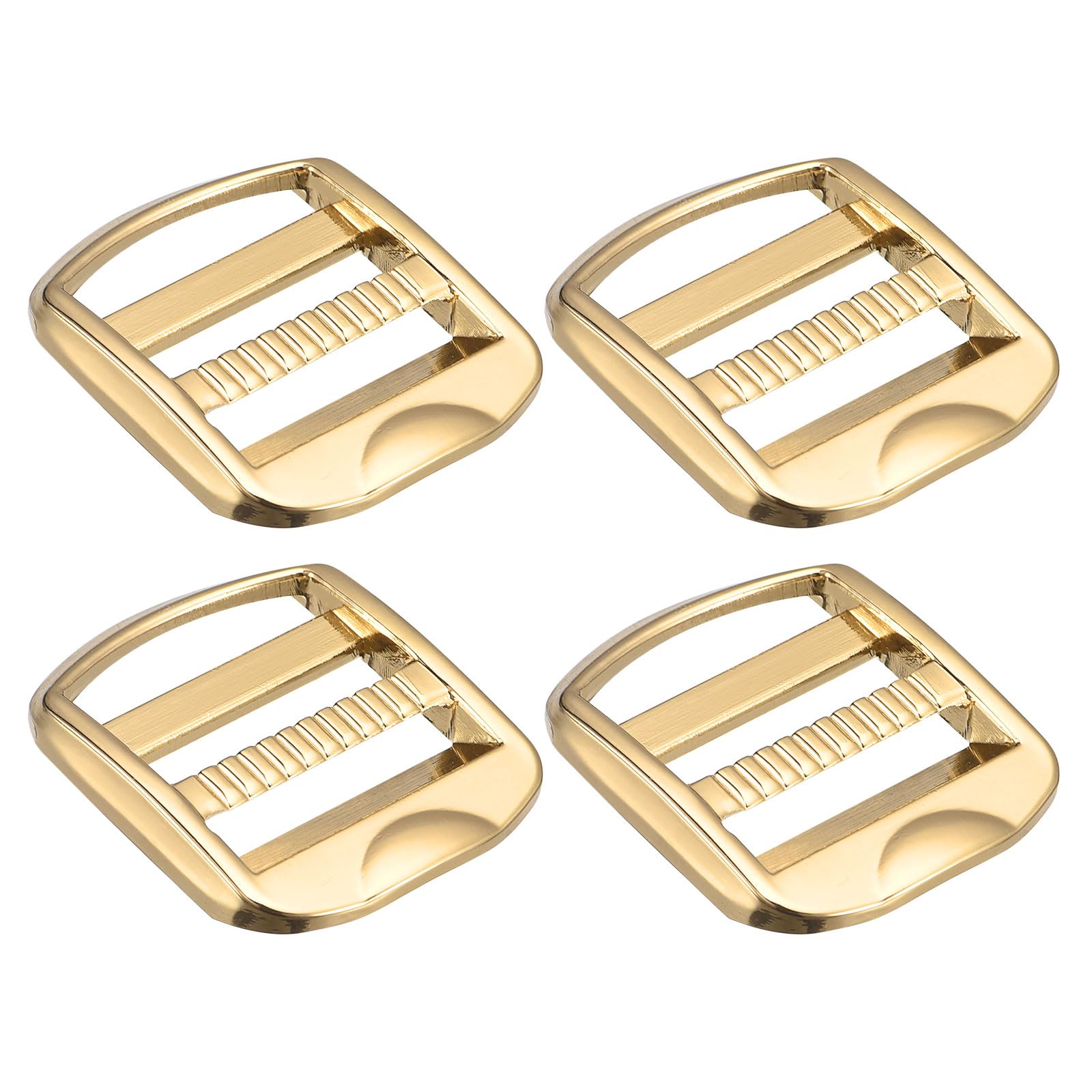 Uxcell Metal Ladder Buckle Slider Tri-Glider Metal Adjustable Buckles, 4pcs 25mm(1") Inner Width for Webbing Backpack Strap, Gold Tone