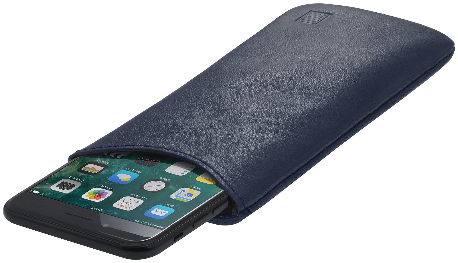 StilGut Pouch, universal case made of finest nappa leather, sleeve mobile phone case size L, suitable for e.g. Samsung Galaxy S7, Huawei Honor P9 Lite, Samsung S6 Edge, OnePlus X, etc., dark blue