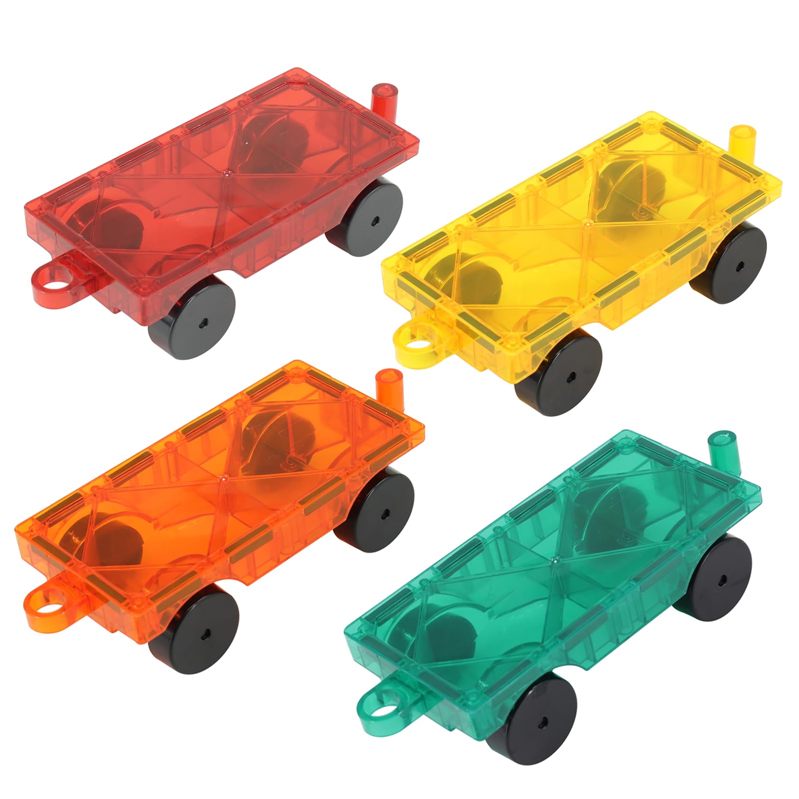 Photo 1 of NEOFORMERS Magnetic Tiles Car Building Kit for Toddlers, 4 PCS Magnet Construction Trucks, STEM Toys for 3-8 Year Old Boys Girls, Educational Vehicle Engineering Set