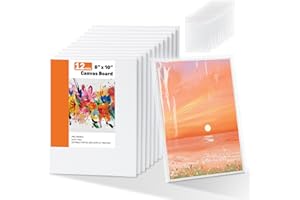 Miniteasure Canvas Boards for Painting 8x10 inch 12 Pack, Canvas Panels with Clear Art Sleeves, Blank Painting Canvas for Kids Acrylic Oil, Watercolor Paint