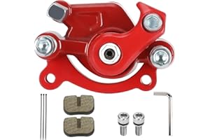 FVRITO Front Disc Brake Caliper with Brake Pad Compatible with SYX Moto 50cc Dirt Bike SSR X-Pro Mototec Coolster Apollo 47cc 49cc 2 Stroke Engine Pocket Bike Mini ATV Quad 4 Wheeler Go Kart Parts Red