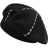 ZLYC Womens French Beret Hat Reversible Knitted Thickened Warm Cap for Ladies Girls